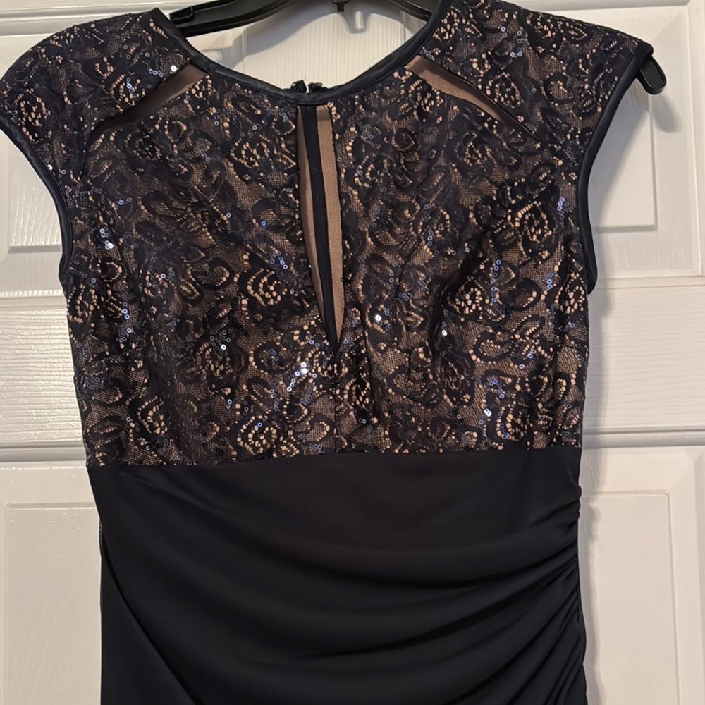 Elegant Navy Blue Lace Dress